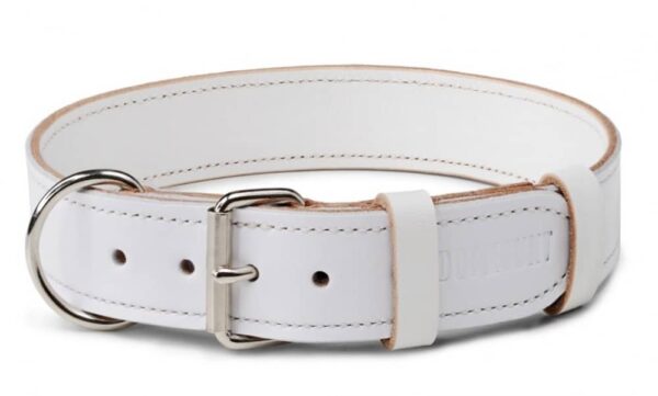 Bílý kožený obojek Uno Bianca
