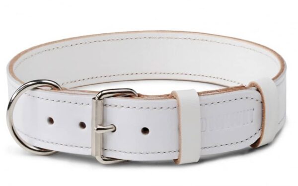 Bílý kožený obojek Uno Bianca