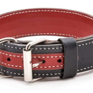 Kožený obojek Duo Rosnero červeno černý