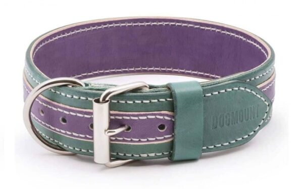 fialový zelený kožený obojek viorde