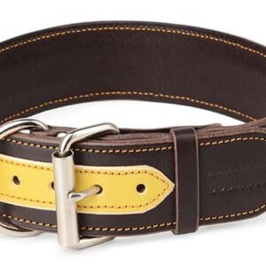 Obojek kožený hnědožlutý