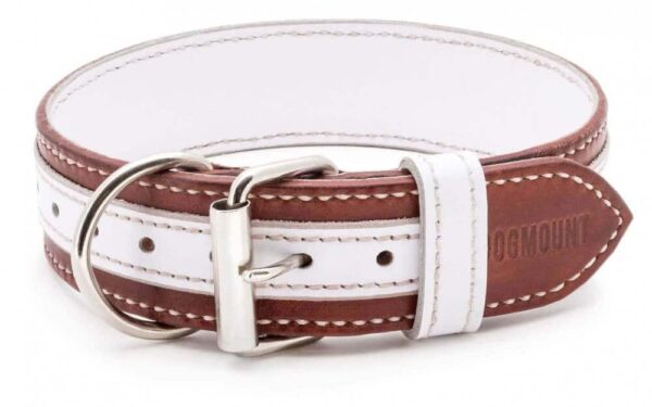 Kožený obojek Duo Biamarone bílo hnědý