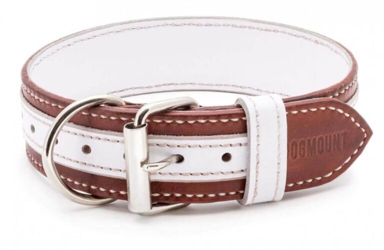 Kožený obojek Duo Biamarone bílo hnědý