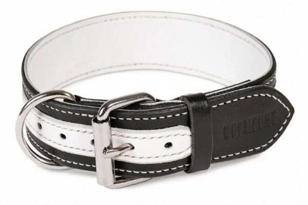 černo bílý kožený obojek