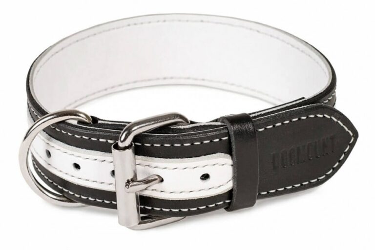 černo bílý kožený obojek