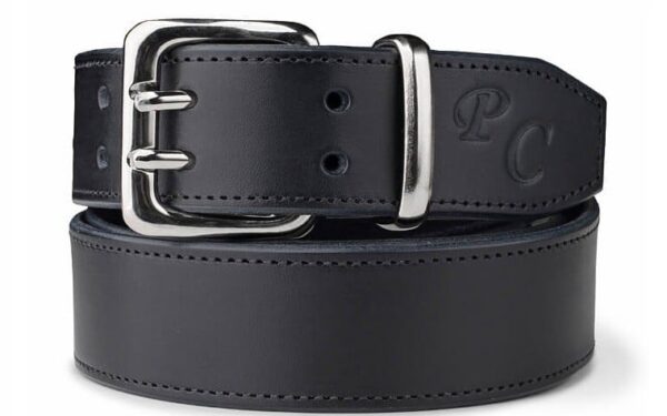 Pánský kožený opasek do kalhot s dvoutrnovou přezkou