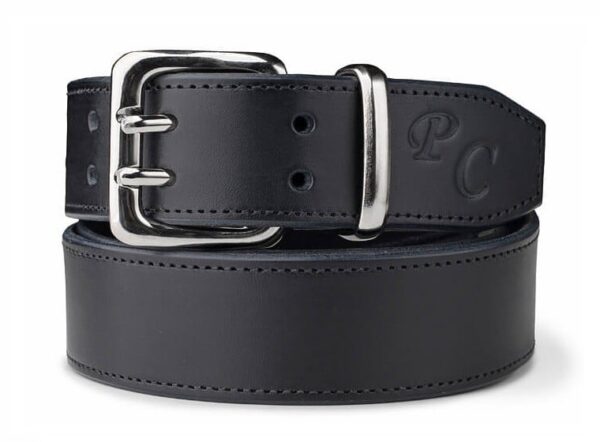 Pánský kožený opasek do kalhot s dvoutrnovou přezkou