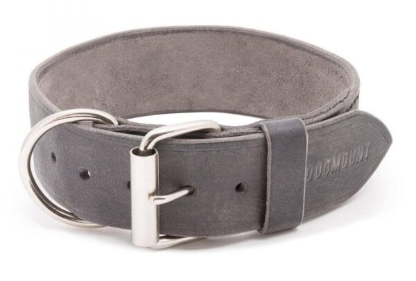 Kožený šedý obojek Extra Glauce