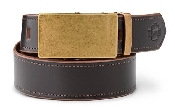 Hnědý kožený pásek s mosaznou přezkou