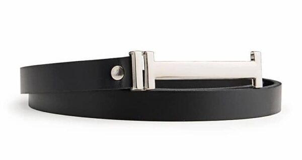 Dámský černý úzký kožený opasek