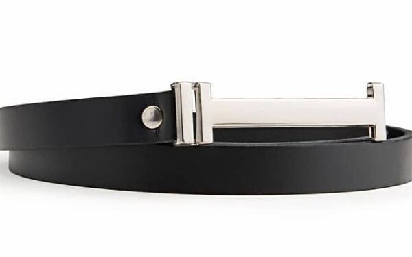 Dámský černý úzký kožený opasek