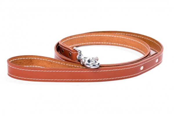 Hnědé kožené vodítko pro psa prošívané - 98a4fba256ee902a45cac392d