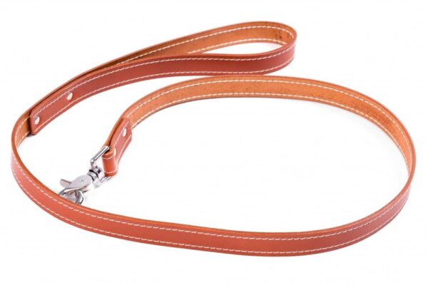 Hnědé kožené vodítko pro psa prošívané - aa4dd0878dbbf2696d30bc146