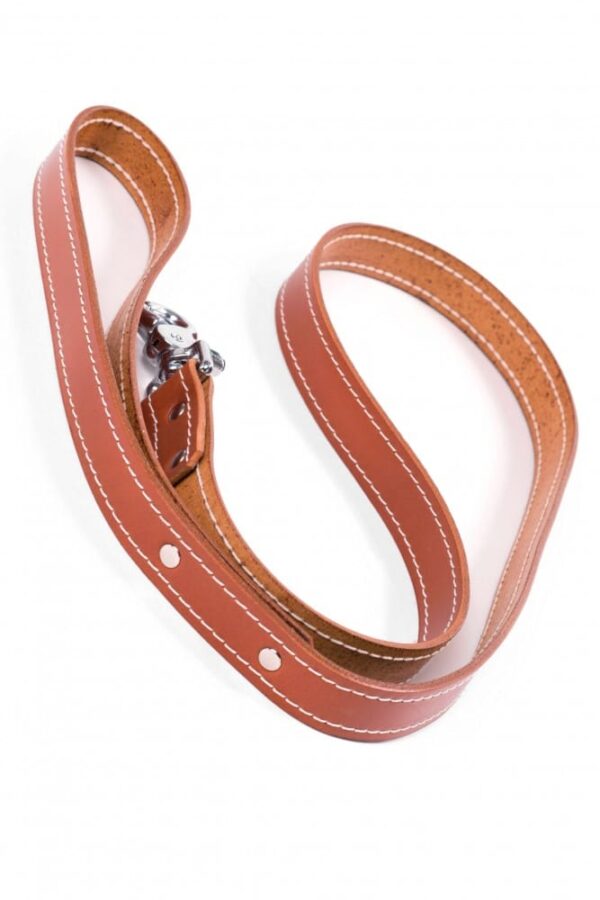 Hnědé kožené vodítko pro psa prošívané - bdef4529fa6fbf250453f1beb