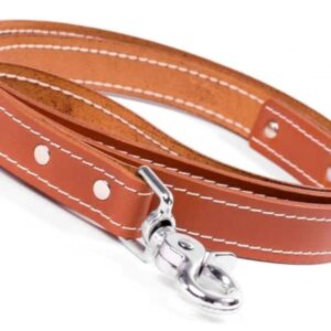 Hnědé kožené vodítko pro psa prošití
