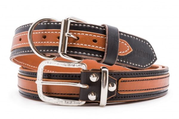 Kožený obojek a kožený opasek v setu Maronero - 5a95c0c2407f6b313b7d7cfd3