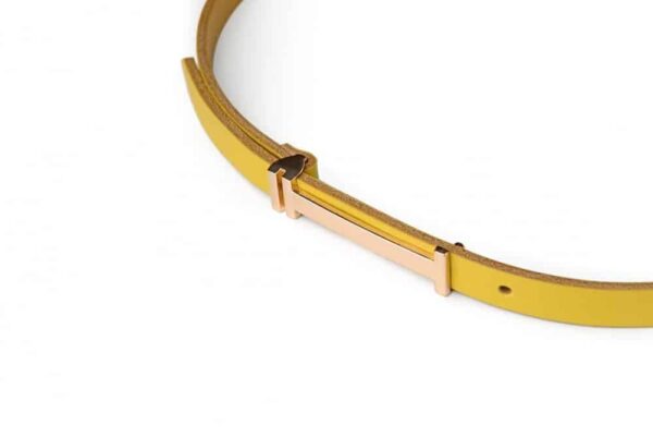 Žlutý dámský kožený pásek - d76e445d24cedb7b31842f715