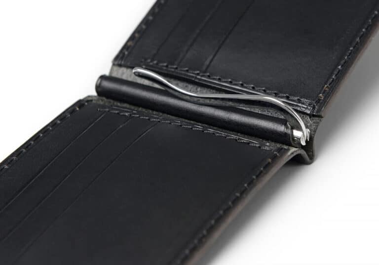 Luxusní černá kožená dolarovka s klipem