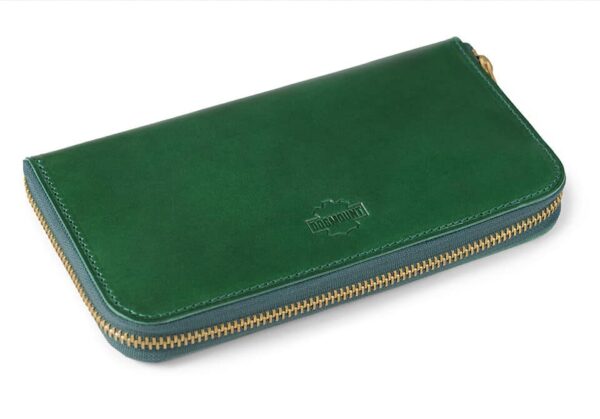 Dámská kožená peněženka zelená s monogramem Ascella - dsc 6504 f
