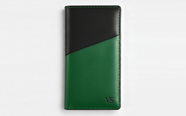 Kožený obal na diář LETHIOR v zeleno černé kombinaci, formát A5