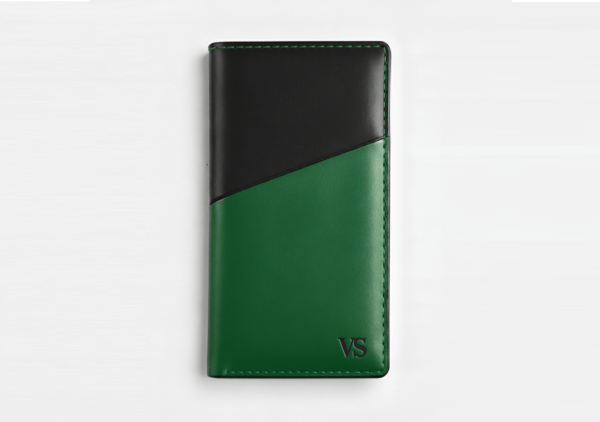 Kožený obal na diář LETHIOR v zeleno černé kombinaci, formát A5